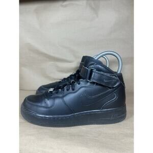 Nike Air Force 1 Mid Black Sneakers, Size 5.5Y / 7W 314195-004